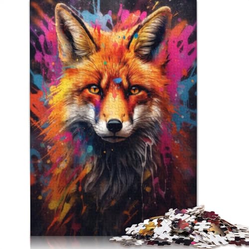 1000 Teile Graffiti-Splatter-Fuchs-Wandpuzzle, Schwierigkeitsgrad Puzzles für Erwachsene, Lernspiele, Spielzeug, Familiendekoration, 1000 Stück (75 x 50 cm) von QASEYIPV