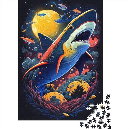 1000 Teile Hai-Puzzles für Erwachsene, Halloween-Geschenk, Puzzle, Lernspiel, Herausforderung, Spielzeug, 1000 Teile (75 x 50 cm) von QASEYIPV