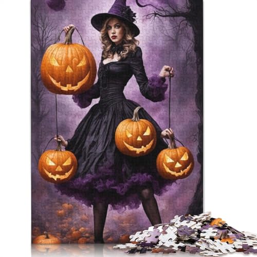 1000 Teile Halloween Hexe Puzzle für Erwachsene und Teenager, Papierpuzzle, Lernspiel, Herausforderung, Spielzeug, Geburtstagsgeschenke, 1000 Teile (38x26cm) von QASEYIPV