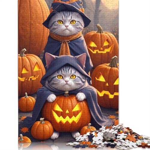 1000 Teile Halloween Katze Puzzle Erwachsene Halloween Geschenk Puzzle Puzzle Lernspielzeug 1000 Teile (38x26cm) von QASEYIPV