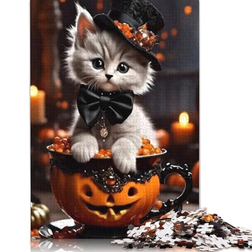 1000 Teile Halloween Katze Puzzle für Erwachsene Teenager Weihnachten Geschenk 1000 Teile (75x50cm) von QASEYIPV
