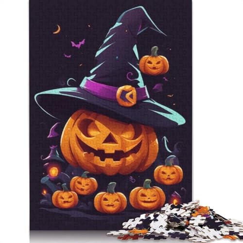 1000 Teile Halloween-Kürbis-Puzzles für Erwachsene, Halloween-Geschenk für Erwachsene, einzigartige Puzzles für Heimdekorationen und Geschenke, 1000 Teile (38 x 26 cm) von QASEYIPV