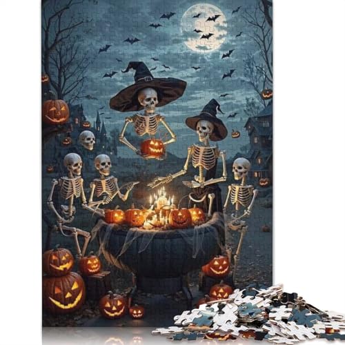 1000 Teile Halloween Skelett Puzzle für Erwachsene Teenager Weihnachten Geschenk 1000 Teile (75x50cm) von QASEYIPV
