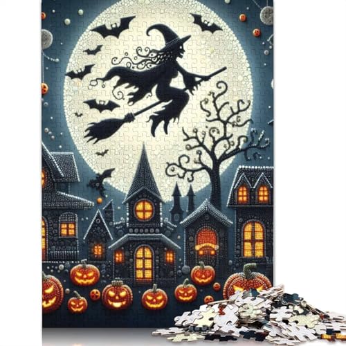1000 Teile Halloween Witch Puzzle für Erwachsene, Halloween-Geschenk, Puzzle, Lernspiel, Herausforderung, Spielzeug, 1000 Teile (38 x 26 cm) von QASEYIPV