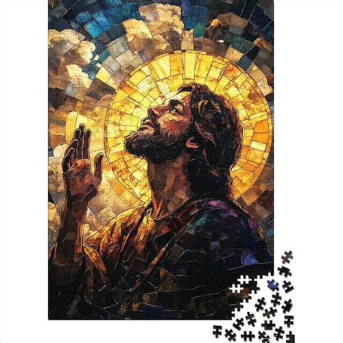 1000 Teile Holzpuzzle für Erwachsene Christian Jesus Weihnachten Rechteck Puzzle Rechteck Gehirnübung Herausforderung Spiel 1000 Teile (75x50cm) von QASEYIPV