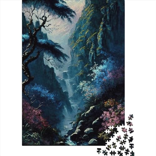 1000 Teile Japanische Landschaft Puzzle für Erwachsene, Halloween-Geschenk, Holzpuzzle für Erwachsene, 1000 Teile (75x50cm) von QASEYIPV