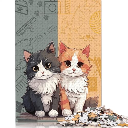 1000 Teile Katzen-Puzzle für Erwachsene, Halloween-Geschenk, Erwachsenenpuzzle, Heimdekoration, 1000 Teile (75 x 50 cm) von QASEYIPV