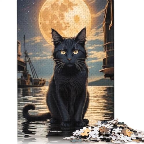 1000 Teile Katzen-Puzzle für Erwachsene, Halloween-Geschenk, Holzpuzzle für Erwachsene, 1000 Teile (75 x 50 cm) von QASEYIPV