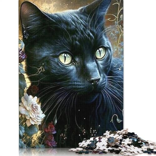1000 Teile Katzen-Puzzle für Erwachsene, Halloween-Geschenk, Holzpuzzle für Erwachsene, Familienspaß und Spieleabend, 1000 Teile (75 x 50 cm) von QASEYIPV