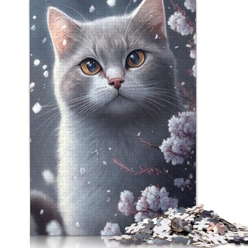 1000 Teile Katzen-Puzzle für Erwachsene, Halloween-Geschenk, Holzpuzzle für Teenager, einzigartige Dekorationen und Geschenke, 1000 Teile (75 x 50 cm) von QASEYIPV