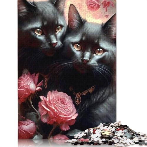 1000 Teile Katzen-Puzzle für Erwachsene und Jugendliche, Lernspiele für Zuhause, DIY-Spielzeug, Weihnachtsgeschenke, 1000 Teile (38 x 26 cm) von QASEYIPV