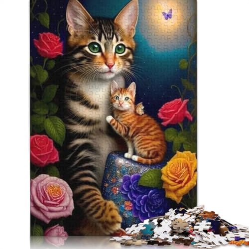 1000 Teile Katzen-Puzzle für Erwachsene und Jugendliche, nachhaltiges Holzpuzzle für Erwachsene | 1000-teilige Spiele (75x50cm) von QASEYIPV