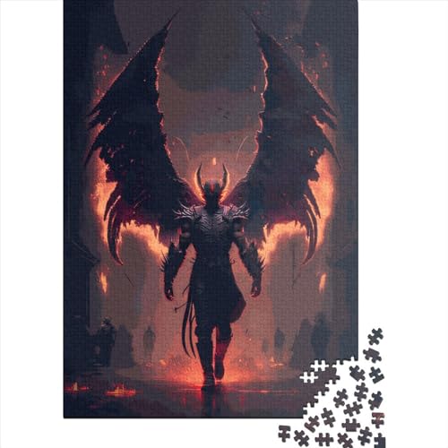 1000 Teile Kreative Quadrat-Puzzles für Erwachsene Geflügelter Dämon Holzpuzzle Intellektuelles Spiel 1000 Teile (38 x 26 cm) von QASEYIPV