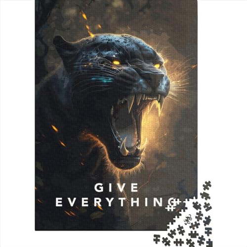 1000 Teile Kreative Quadrat-Puzzles mit Leopardenmuster für Erwachsene und Holzpuzzle, herausforderndes Spielzeug, 1000 Teile (38 x 26 cm) von QASEYIPV