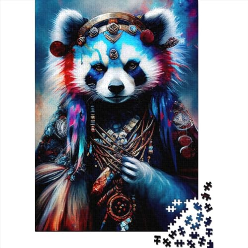 1000 Teile Kreative Quadratische Puzzle Roter Panda Tiere Pop Art Erwachsene Holzpuzzle Lernspielzeug 1000 Teile (38x26cm) von QASEYIPV