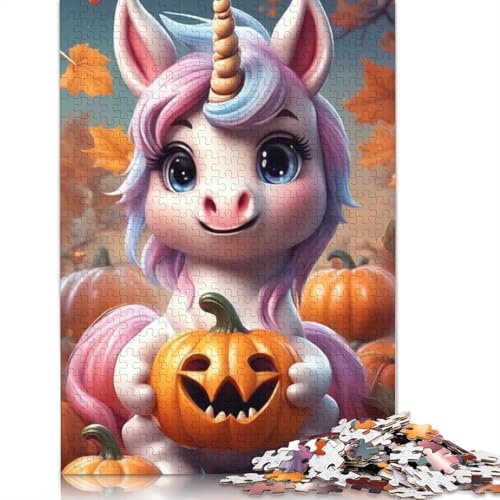 1000 Teile Kürbis und Einhorn-Puzzles für Erwachsene, Halloween-Geschenk, pädagogisches Lernspielzeug, 1000 Teile (38 x 26 cm) von QASEYIPV