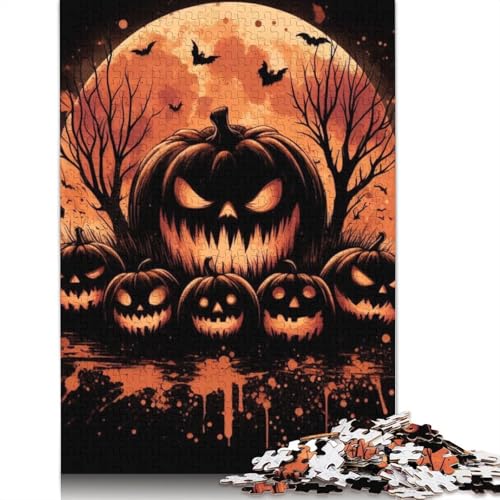 1000 Teile Kürbis und Teufelspuzzle für Erwachsene und Jugendliche, Holzpuzzle, Geschenke für Heiligabend, 1000 Teile (75 x 50 cm) von QASEYIPV