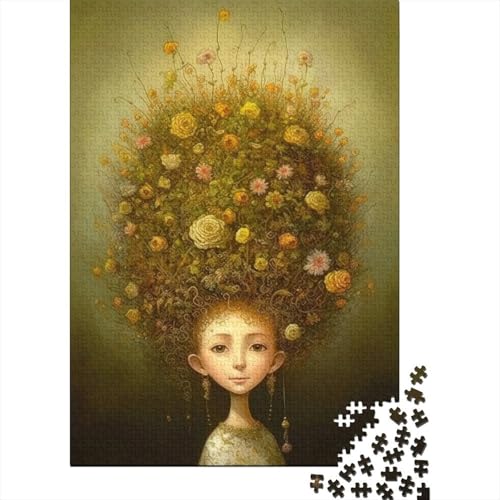 1000 Teile "Mädchen mit Blumenhaaren" für Erwachsene, Halloween-Geschenk, Papierpuzzle für Erwachsene, 1000 Teile (38 x 26 cm) von QASEYIPV