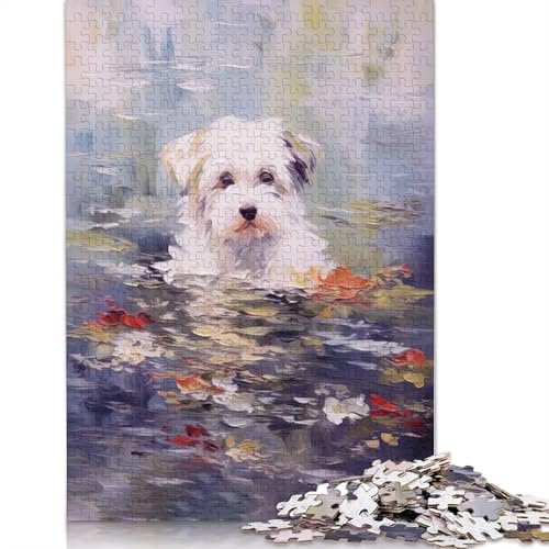 1000 Teile Monet Hund Seerosen Kunstpuzzle Puzzle Schwierigkeitsgrad Puzzle Lernspiel Spielzeug 1000 Stück (75x50cm) von QASEYIPV