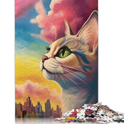 1000 Teile Nahaufnahme-Katzen-Puzzle, Schwierigkeitsgrad für Erwachsene, entspannendes Spiel, Spielzeug, 1000 Stück (75 x 50 cm) von QASEYIPV