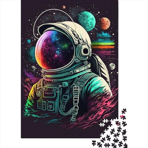 1000 Teile Neon-Astronauten Puzzle für Erwachsene und Jugendliche, Lernspiele für Zuhause, DIY Spielzeug, Weihnachtsgeschenke, 1000 Teile (38x26cm) von QASEYIPV