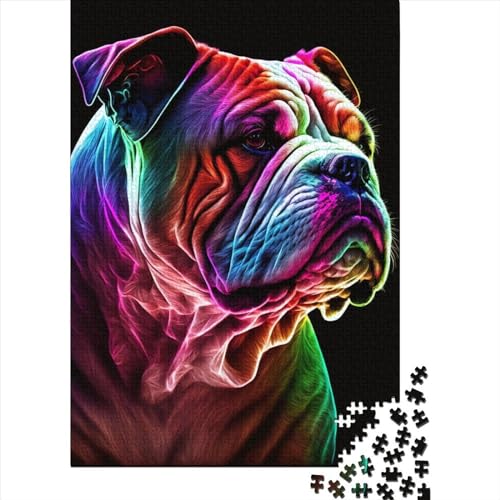 1000 Teile Neon Bulldogge Puzzle Erwachsene Halloween Geschenk Pädagogisches Lernspielzeug 1000 Teile (75x50cm) von QASEYIPV