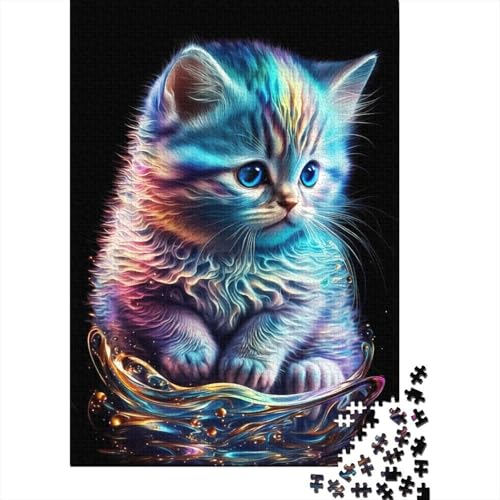 1000 Teile Nette Nebel-Kätzchen Puzzle für Erwachsene, Halloween-Geschenk, Lernspielzeug, 1000 Teile (38 x 26 cm) von QASEYIPV