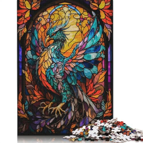 1000 Teile Phoenix Buntglas-Puzzle Puzzle für Erwachsene Schwierigkeitsgrad Puzzle Lernspiel Spielzeug 1000 Stück (75x50cm) von QASEYIPV
