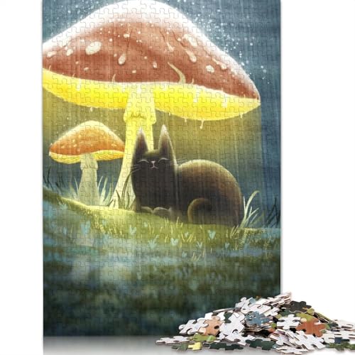 1000 Teile Puzzle „Die Katze und der Pilz“, Schwierigkeitsgrad, Lernspiele, Spielzeug, 1000 Teile (75 x 50 cm) von QASEYIPV