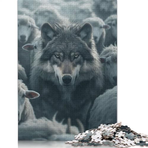 1000 Teile Puzzle „Grauer Wolf, Schafführer“, Puzzle für Erwachsene, Schwierigkeitsgrad, Lernspiel, Spielzeug, 1000 Teile (75 x 50 cm) von QASEYIPV