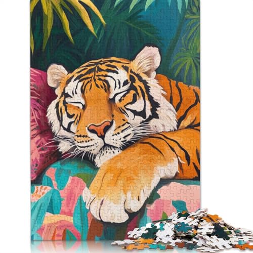 1000 Teile Puzzle „Schlafender Tiger im Dschungel“, Schwierigkeitsgrad, Lernspiele, Spielzeug, 1000 Teile (75 x 50 cm) von QASEYIPV