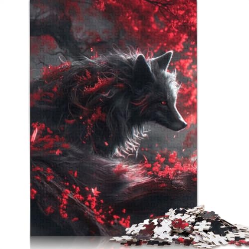 1000 Teile Puzzle „Schwarzer Kitsune-Fuchs im Baum“, Schwierigkeitsgrad, Lernspiele, Spielzeug, 1000 Teile (75 x 50 cm) von QASEYIPV
