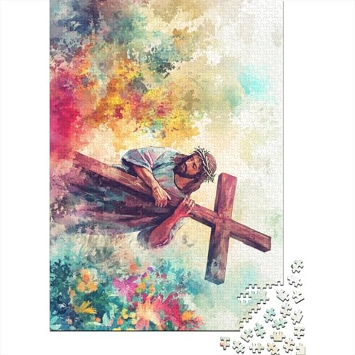 1000 Teile Puzzle Christliche Kunst Jesus für Erwachsene Kinder Holzpuzzle Lernspielzeug 1000 Teile (75x50cm) von QASEYIPV