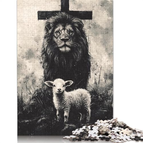1000 Teile Puzzle Christlicher Löwe Erwachsenenpuzzle Kartonpuzzle Herausforderndes Spiel 1000 Teile (38x26cm) von QASEYIPV