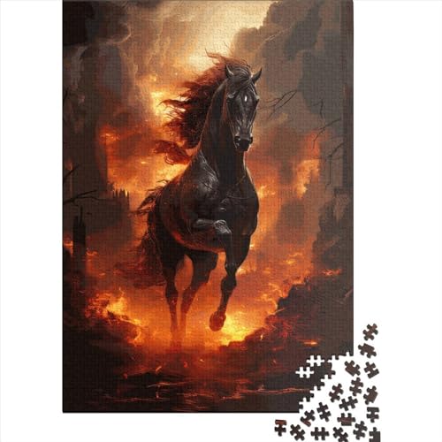 1000 Teile Puzzle Dämonisches Pferd aus der Hölle Holzpuzzle Lernspielzeug Weihnachtsgeschenke 1000 Teile (38x26cm) von QASEYIPV