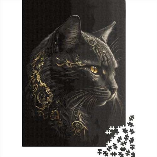 1000 Teile Puzzle Holzpuzzle Goldene Katze Holzpuzzle Lernspiel Herausforderung Spielzeug als Weihnachtsgeschenk 1000 Teile (75x50cm) von QASEYIPV