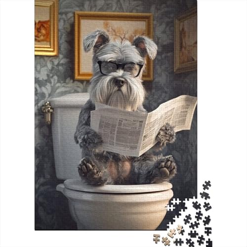1000 Teile Puzzle Hund beim Lesen der Zeitung, kreatives rechteckiges Puzzle für Erwachsene und Kinder, lustiges 1000-teiliges Lernspielzeug (38 x 26 cm) von QASEYIPV