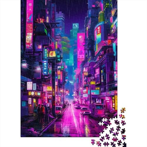 1000 Teile Puzzle Nachtstädtische Landschaft für Erwachsene, Holzpuzzle, Lernspiel für Erwachsene Teenager, 1000 Teile (75x50cm) von QASEYIPV