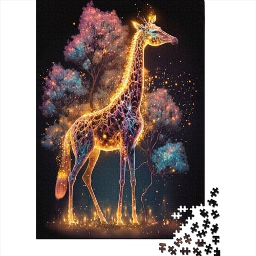 1000 Teile Puzzle Neon Giraffe für Erwachsene Halloween Geschenk Puzzle Lernspielzeug 1000 Teile (38x26cm) von QASEYIPV