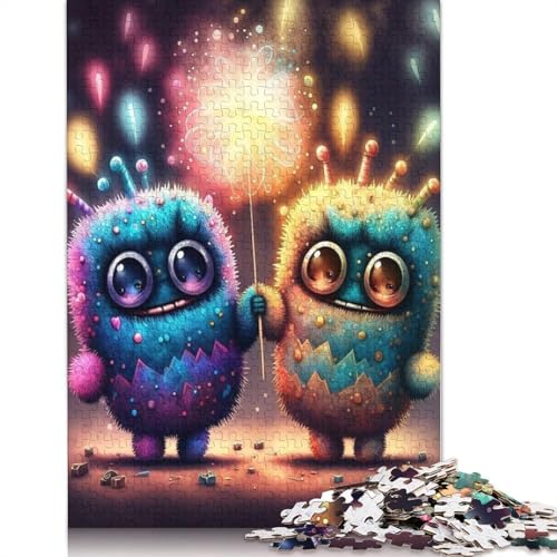 1000 Teile Puzzle Niedliche Monster für Erwachsene, Halloween-Geschenk, Lernspielzeug, 1000 Teile (38 x 26 cm) von QASEYIPV