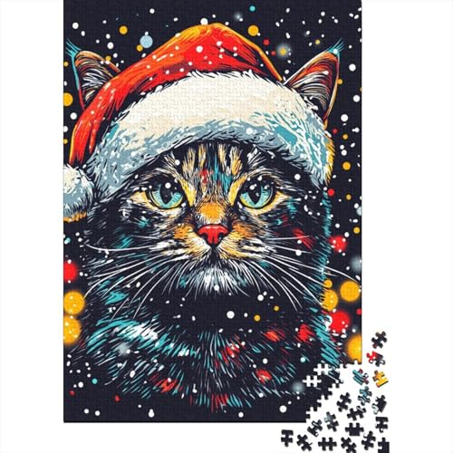 1000 Teile Puzzle Niedliche Weihnachtskatzen, Puzzle für Erwachsene, Papppuzzle, herausforderndes Spiel, 1000 Teile (38x26cm) von QASEYIPV