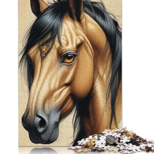 1000 Teile Puzzle Pferd für Erwachsene, Holzpuzzle, Halloween-Geschenke, Erwachsenenpuzzle, Lernspiel, Herausforderung, Spielzeug, 1000 Teile (75x50cm) von QASEYIPV