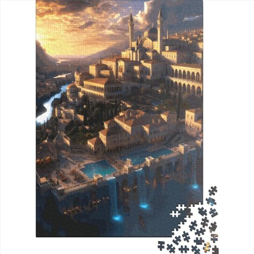 1000 Teile Puzzle Sonnenuntergang auf dem Stadtpalast Holzpuzzle Pädagogisches Spielzeug Weihnachtsgeschenke 1000 Teile (75x50cm) von QASEYIPV