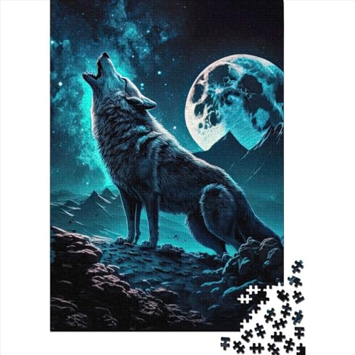 1000 Teile Puzzle "Wölfe unter Vollmond" für Erwachsene und Jugendliche, Papierpuzzle, Lernspiel, Herausforderung, Spielzeug, Geburtstagsgeschenk (38x26cm) von QASEYIPV