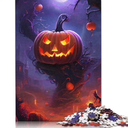 1000 Teile Puzzle für Erwachsene, Halloween-Kürbis, Weihnachtsgeschenke, 1000 Teile (38 x 26 cm) von QASEYIPV