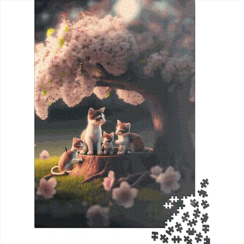 1000 Teile Puzzle für Erwachsene, Niedliches Kätzchen, Puzzle für Erwachsene, Holzpuzzle, Pädagogisches Spielzeug, Stressabbau, 1000 Teile (38 x 26 cm) von QASEYIPV