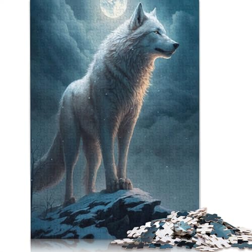 1000 Teile Puzzle für Erwachsene, Wolf, Papier, Halloween, 1000 Teile (38 x 26 cm) von QASEYIPV