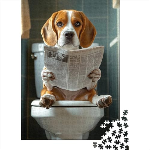 1000 Teile Puzzle für Erwachsene, Zeitungshund, Holzpuzzle für Familienunterhaltung, 1000-teiliges Spielzeug (75 x 50 cm) von QASEYIPV