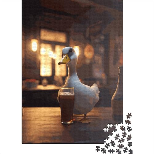 1000 Teile Puzzle für Erwachsene mit trinkender Gans, Holzpuzzle, Lernspielzeug, Stressabbau, Weihnachtsgeschenke, 1000 Teile (38 x 26 cm) von QASEYIPV