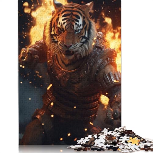 1000 Teile Puzzle mit kämpfendem Krieger und Tiger, Schwierigkeitsgrad Puzzle, Lernspiele, Spielzeug, 1000 Stück (75 x 50 cm) von QASEYIPV